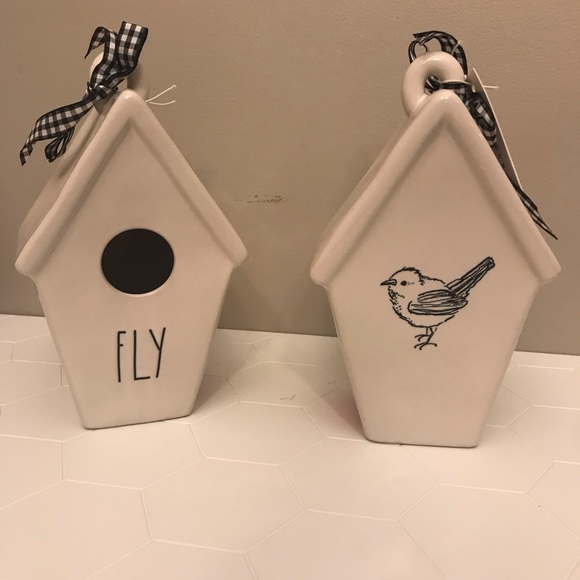 Rae Dunn Fly Birdhouse with Checkers Ribbons - Picture 3 of 8